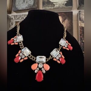 J. Crew Factory Statement Necklace –‎ Coral & Crystal